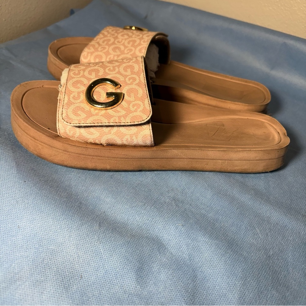 Source Unknown Pink Patterned Slide Sandals - image 6